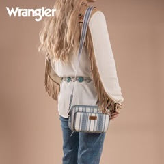 Wrangler Stripe Printed Crossbody Purse With Wallet Compartment - Jean