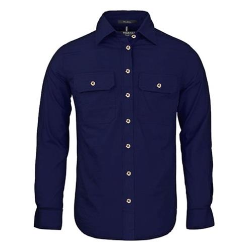 PILBARA COLLECTION Ladies Open Front L/S French Navy Full Button