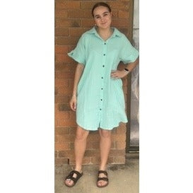 Cotton Summer Claire Dress - Mint Green