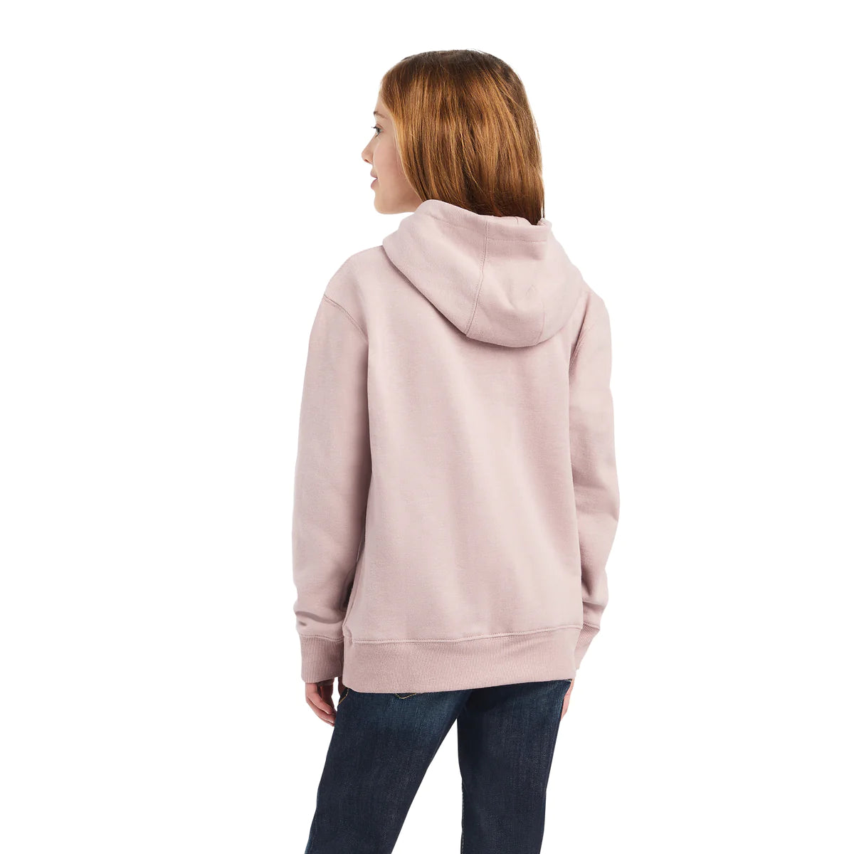 Ariat Girls Real Glitter Logo Hoodie Rose Heather