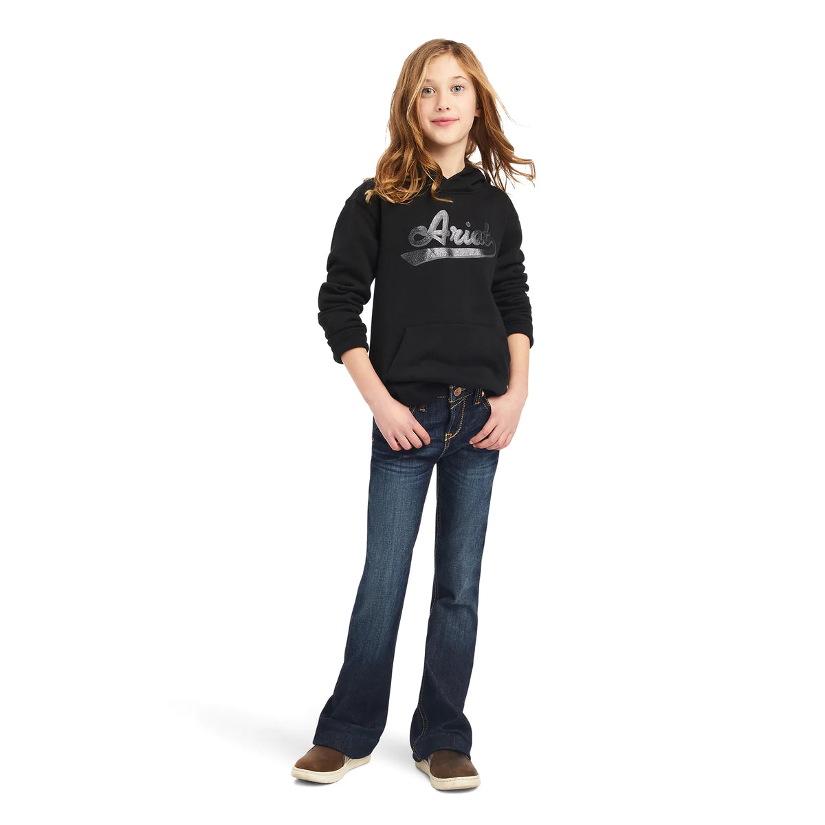 Ariat Girls Real Glitter Logo Hoodie Black
