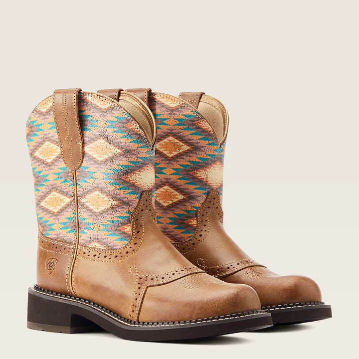 Ariat Ladies Fatbaby Farrah Boots Coastal Tan/Aztec Blanket