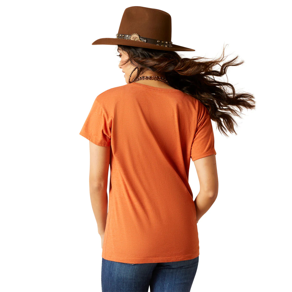 Ariat Womens Bison Skull Tee - Adobe Heather