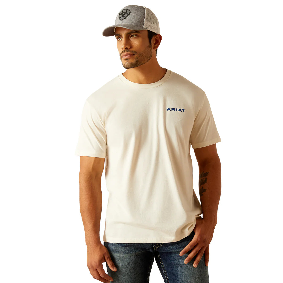 Ariat Men’s Logo fill Tee – Off White