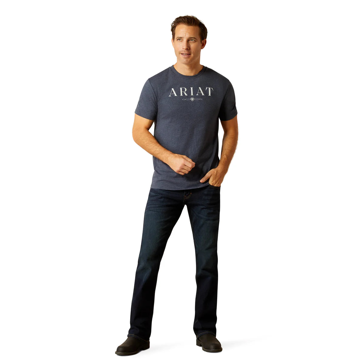 Ariat Mens B&W Logo Tee Navy Heather