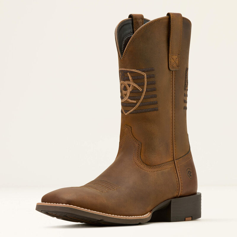 Ariat Men's Brown Distressed Sport Freedom Wide Square Toe Cowboy Boots