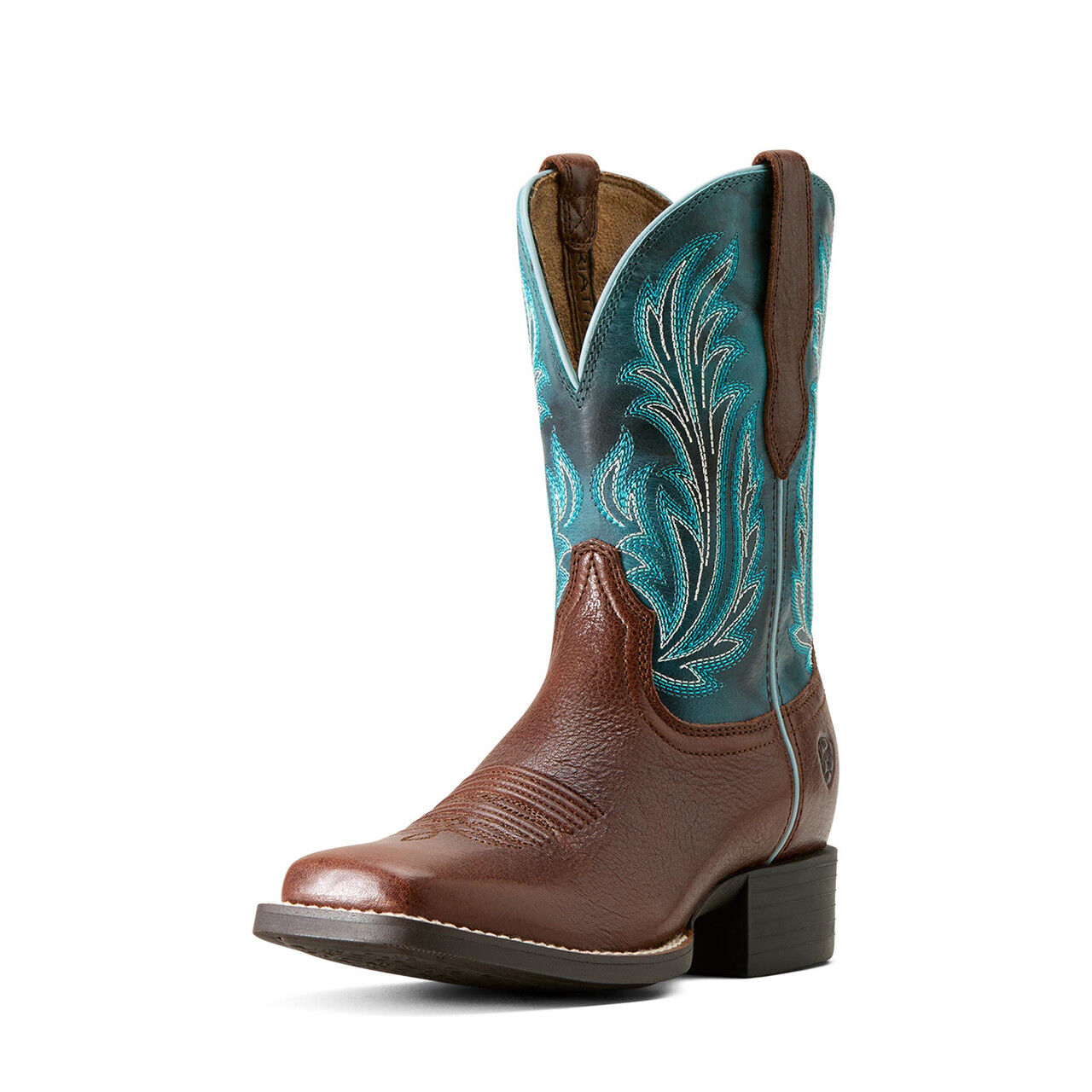 Ariat Women's Round up Filly Western Boot - Oiled Teak / Loyal Blue