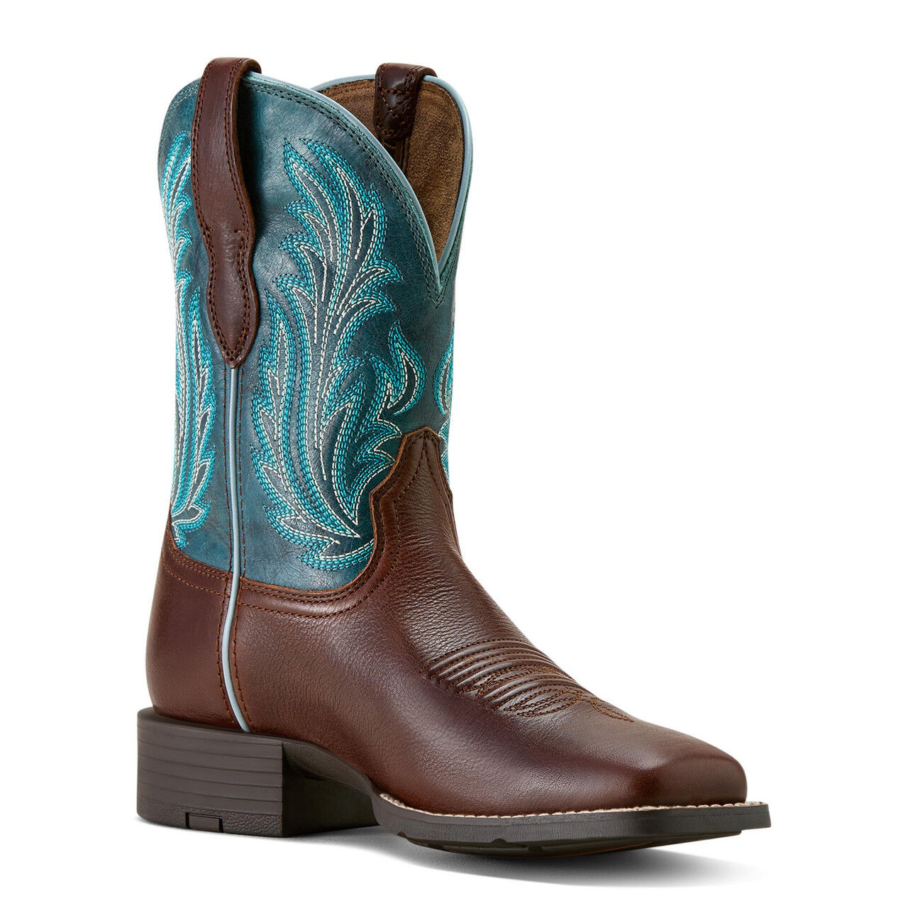 Ariat Women's Round up Filly Western Boot - Oiled Teak / Loyal Blue