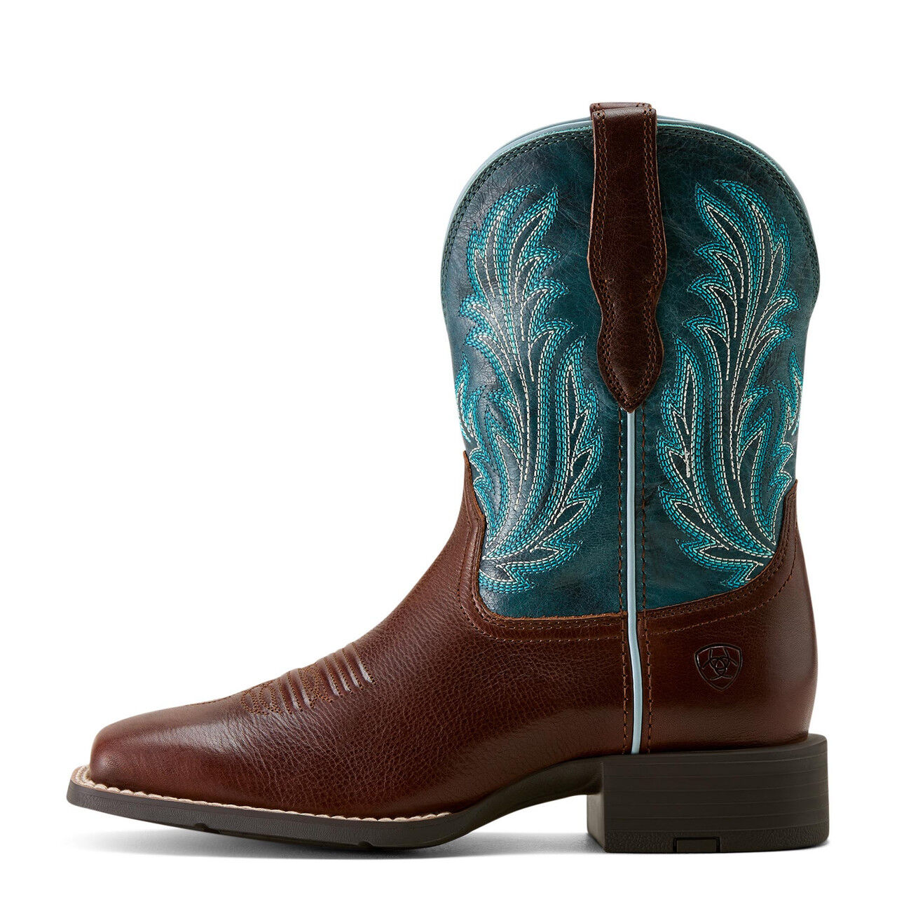 Ariat Women's Round up Filly Western Boot - Oiled Teak / Loyal Blue