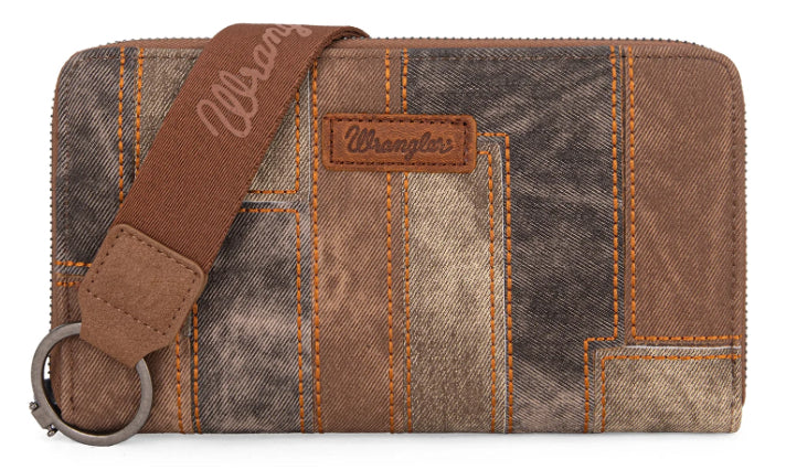 Wrangler Denim Patchwork Wallet - Brown