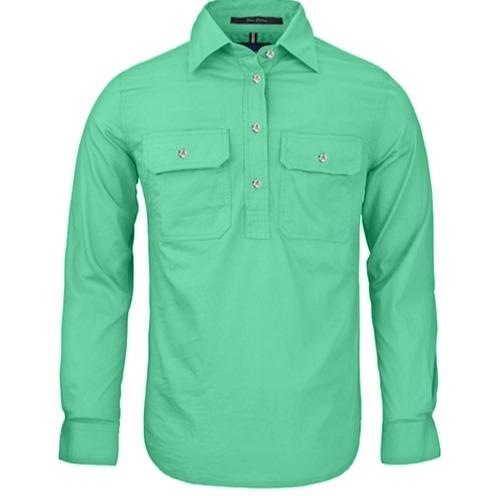 Ladies 1/2 Button L/Sleeve Shirt Mint