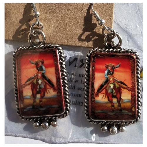 Retro Cowgirl Portrait Earings