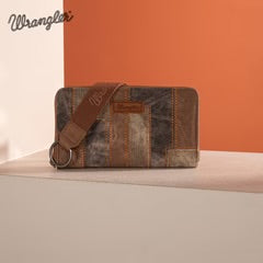 Wrangler Denim Patchwork Wallet - Brown