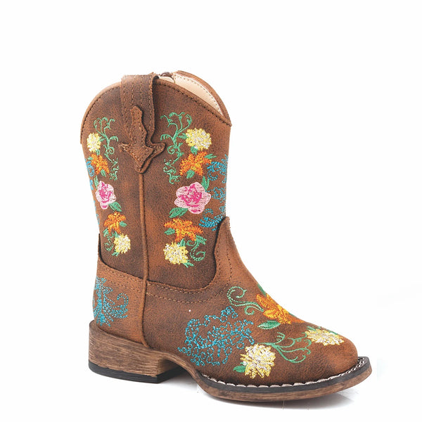 Roper Bailey Floral Tan Embroidered Kids Boots