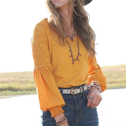 Cruel Denim Ladies Raglan Top Gold