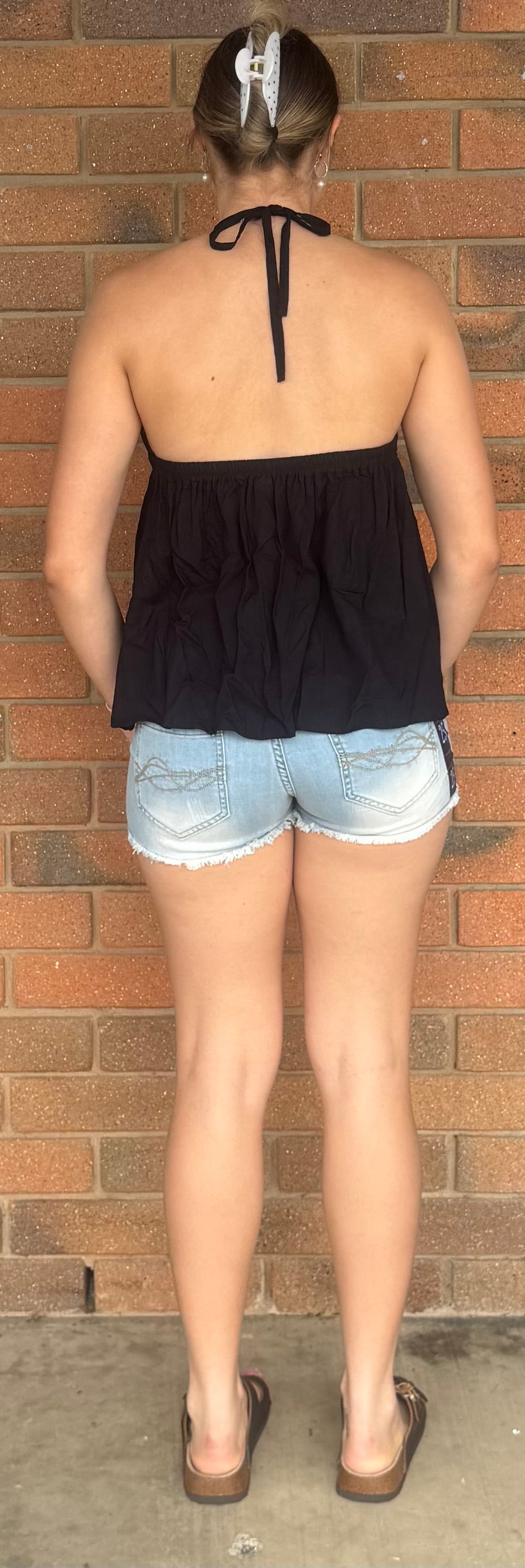 Lucy front tie shirt - Black