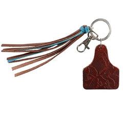 Fort Worth Ear Tag Tassel Key Ring Brown