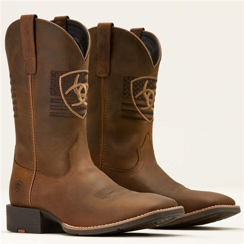 Ariat Men's Brown Distressed Sport Freedom Wide Square Toe Cowboy Boots