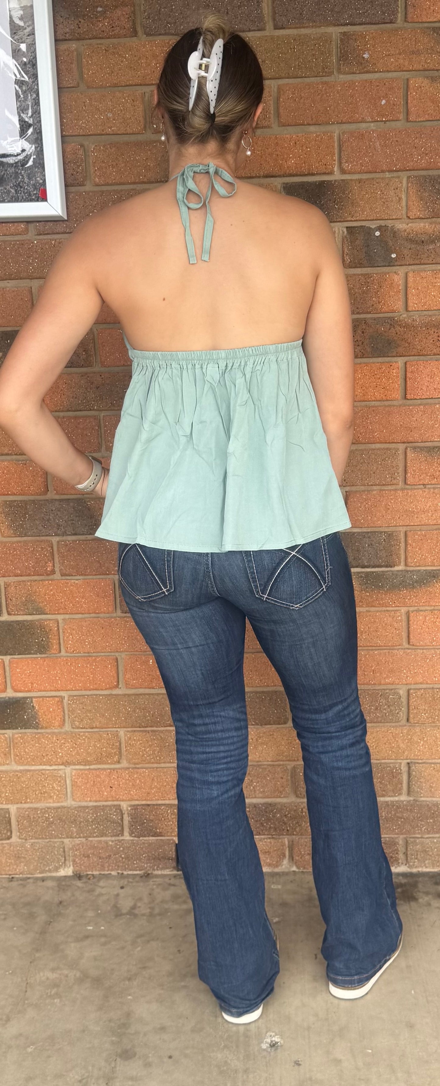 Lucy front tie shirt - Mint Green