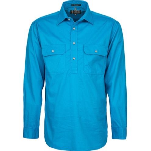 PILBARA Mens C/Front L/Sleeve Shirt Azure