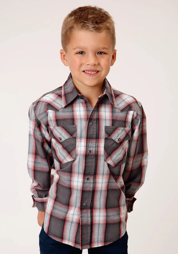 ROPER Boys West Made Col. Shirt Grey