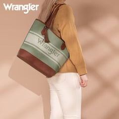Wrangler Logo Waxed Canvas Tote - Green