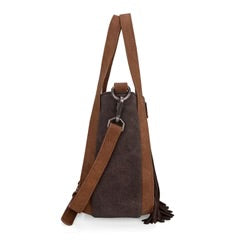 Wrangler "W" Stitch Fringe Two Tone Tote/Crossbody - Coffee