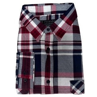 Pilbara Full Button Flannelette Shirt Red/Blue/White