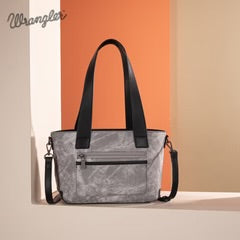 Wrangler Denim Patchwork Tote/Crossbody- Black