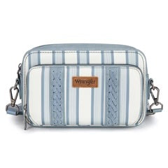Wrangler Stripe Printed Crossbody Purse With Wallet Compartment - Jean