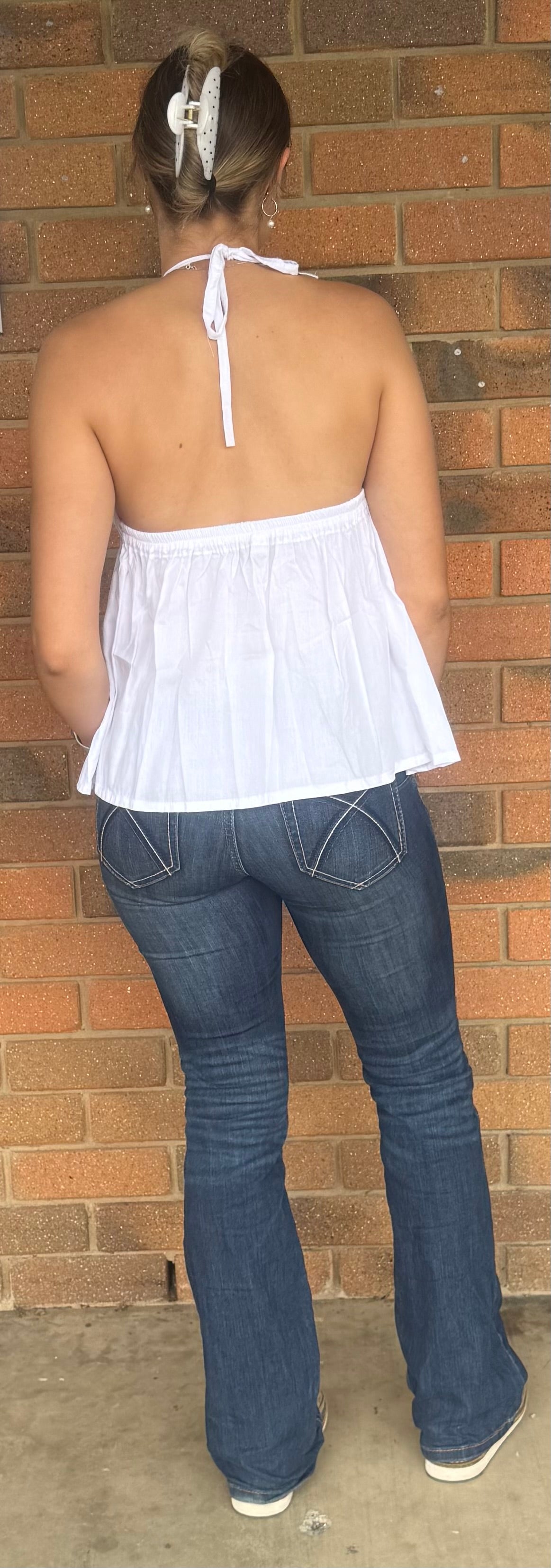 Lucy front tie shirt - White