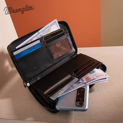 Wrangler Denim Patchwork Wallet - Black