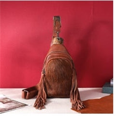 Montana West Genuine Hair-On Cowhide Fringe Sling Bag - Brown