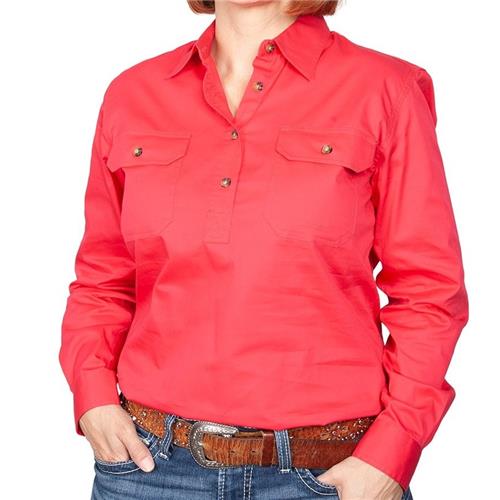 JUST COUNTRY Jahna Ladies Work Shirt RASPBERRY