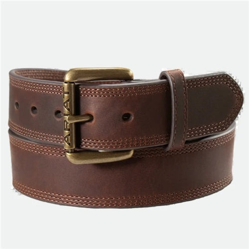 Ariat Men's Work Belt 1 1/2 Triple Stitch Brown