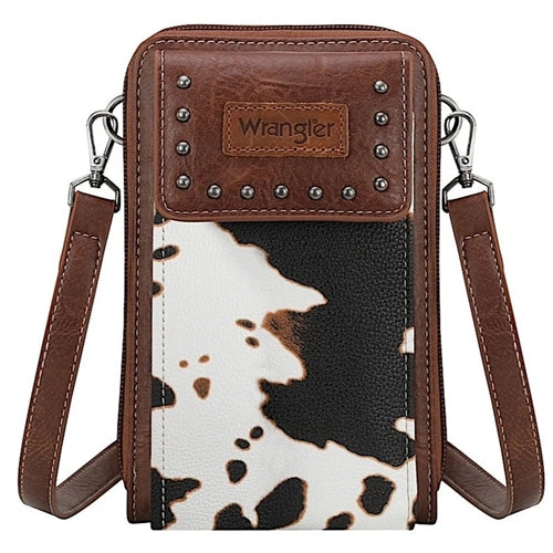 Wrangler Cow Print Phone Wallet Bag - Brown