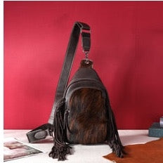 Montana West Genuine Hair-On Cowhide Fringe Sling Bag