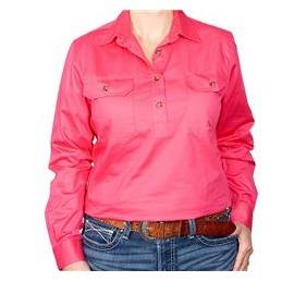 JUST COUNTRY Jahna Ladies Work Shirt Hot Pink