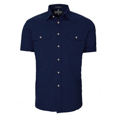 Men's Pilbara Open Front S/S Shirt Navy