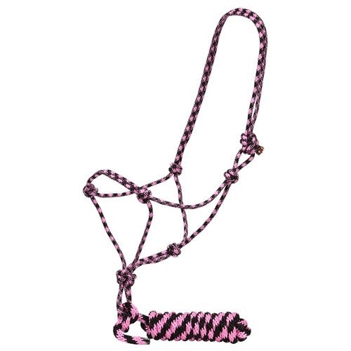 Fort Worth Rope Halter w/Lead - Pink/Charcoal