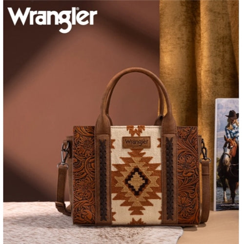 Wrangler Aztec Tooled Crossbody Bag - Tan