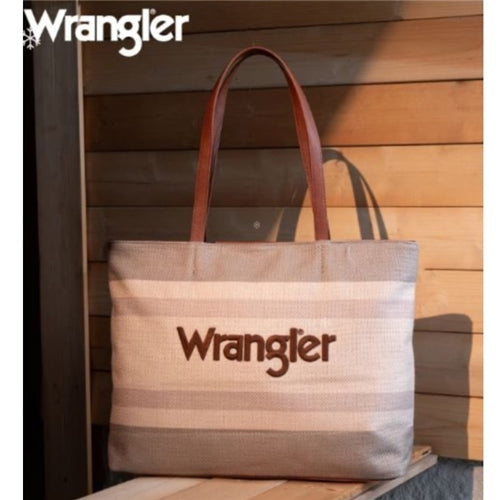 Wrangler Dual Sided Print Canvas Tote Bag - Tan