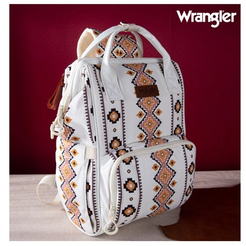 Wrangler Aztec Printed Callie Backpack (Nappy Bag) Tan