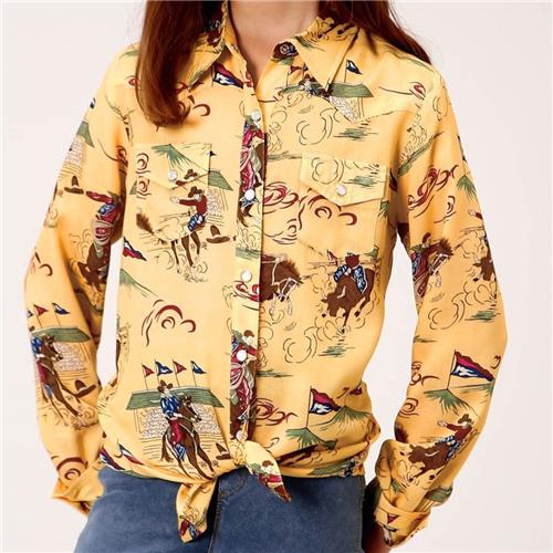 Roper girls Shirt Yellow Print Rodeo