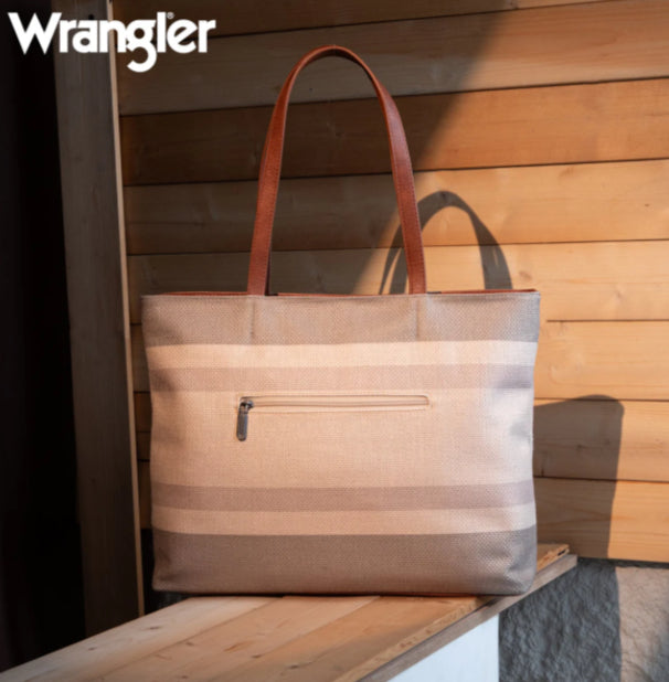 Wrangler Dual Sided Print Canvas Tote Bag - Tan
