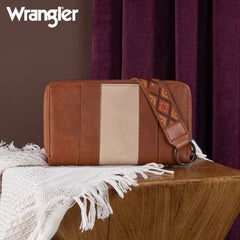 Wrangler Southwestern Embroidered Wallet - BROWN