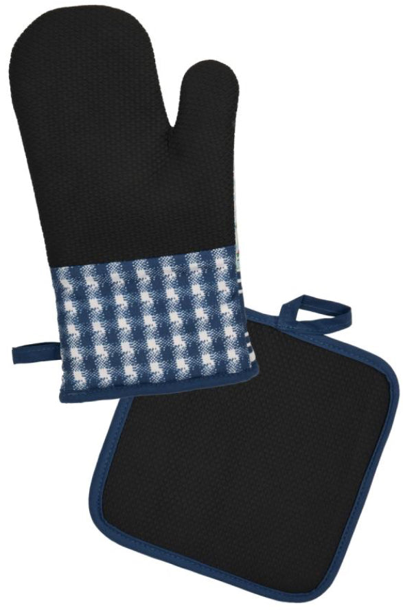 Thomas Cook oven mitt pot holder set - Light/Blue