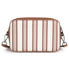 Wrangler Stripe Printed Crossbody Purse With Wallet Compartment - Brown