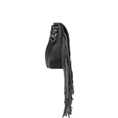 Montana West Genuine Leather Hair-On Collection Fringe Crossbody - Black