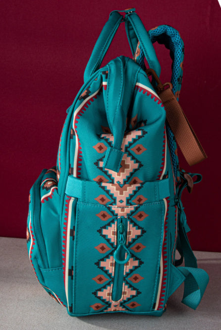 Wrangler Aztec Printed Callie Backpack (Nappy Bag) - Green